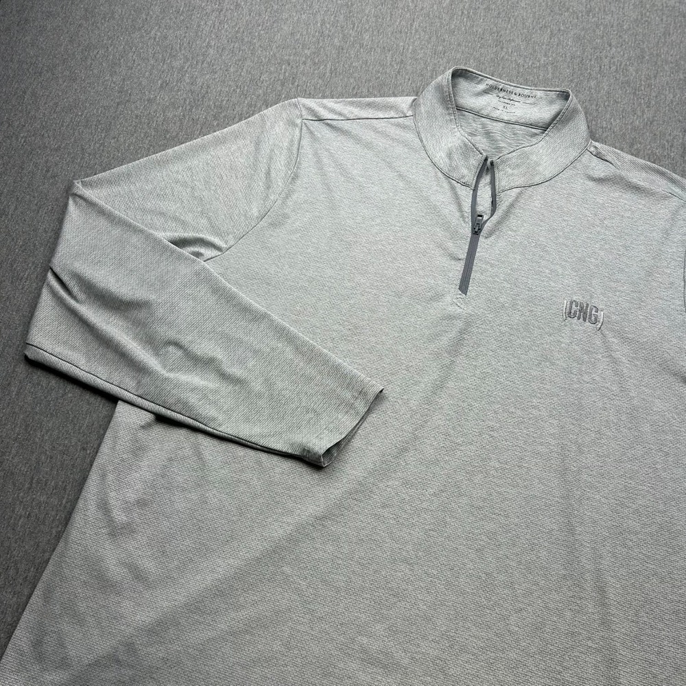 Holderness & Bourne 1/4 Zip Long Sleeve Bell Pullover Tailored Fit Mens XL Gray